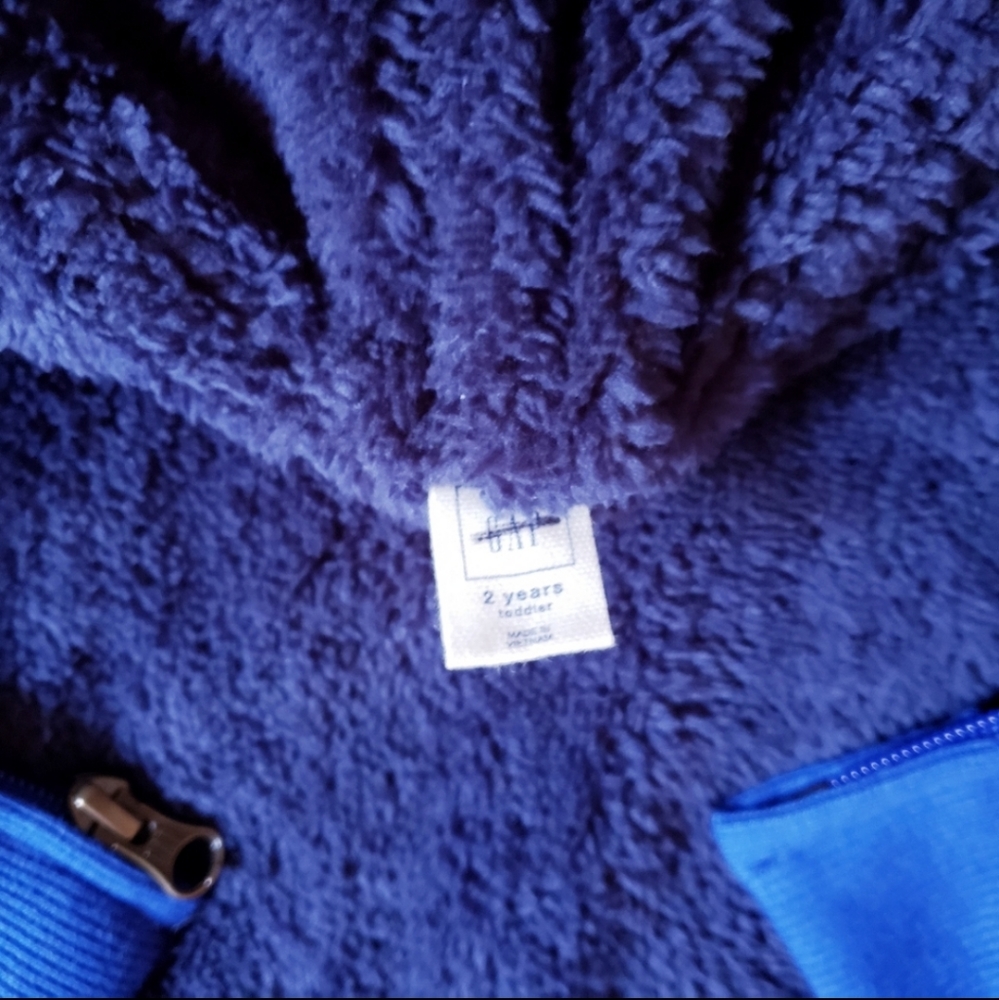 🚫SOLD🚫Gap sherpa 2t toddler boy hoodie jacket winter blue sherpa lined - Picture 2 of 2